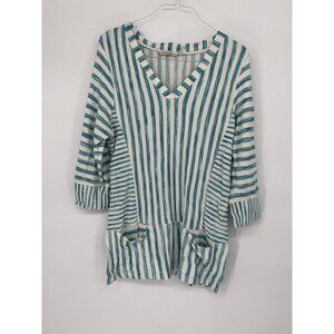 Soft Surroundings Tunic Sweatshirt Womens L Blue Cotton Viscose Blend Pockets